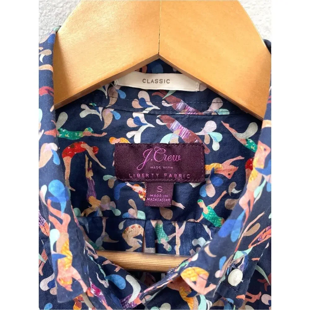 J. Crew Short-sleeve Cotton Poplin Button-up Lido Swim Print, Men's Small AM054